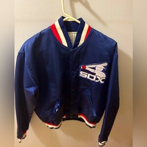 STARTER Navy and White Sox Bomber Jacket